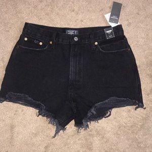 A&F Black Denim High Waisted Shorts